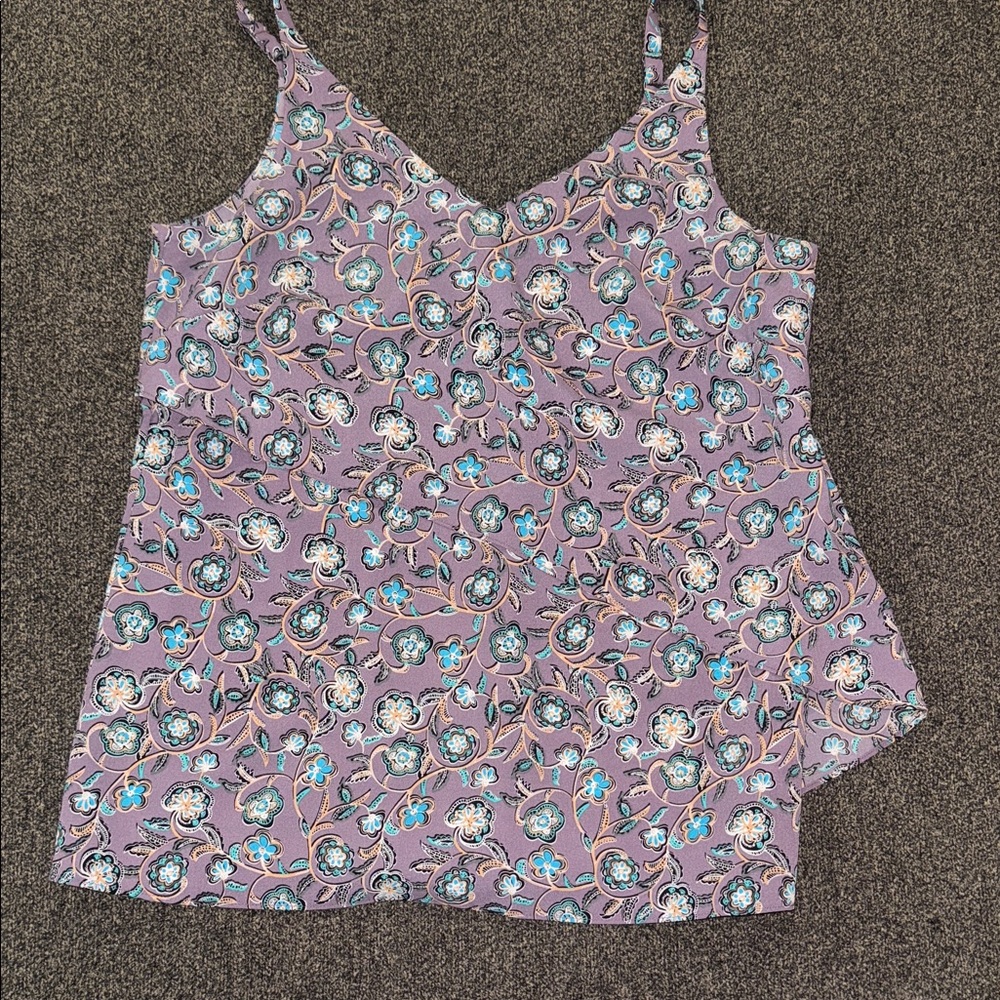 NWOT CAbi Purple Floral Camisole Top
